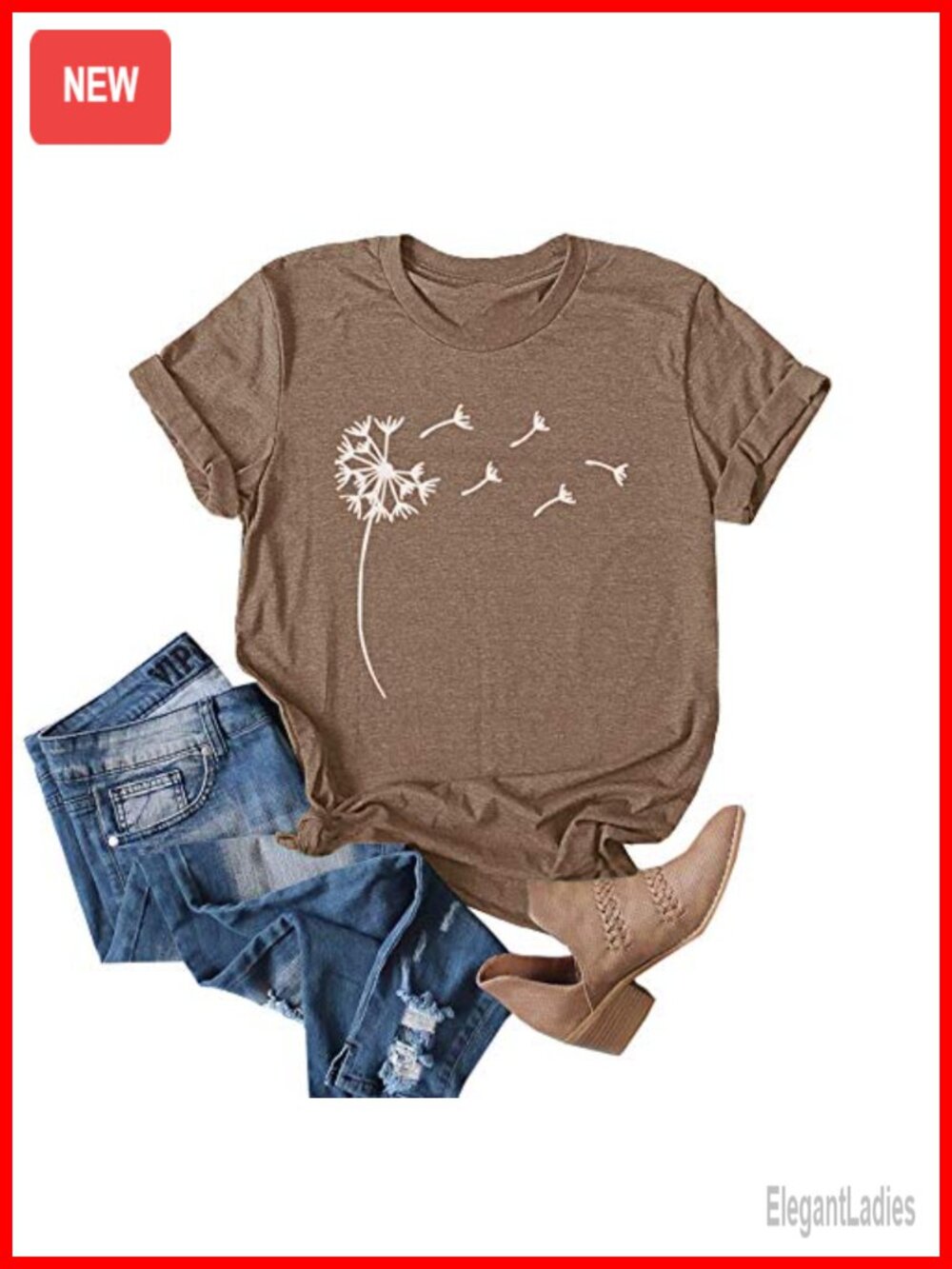 Women's Dandelion Graphic Short Sleeve T-Shirt Summer Tee Top